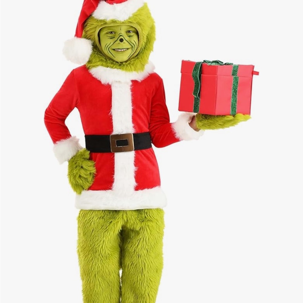 Festive Grinch Costume for Kids - Red and Green